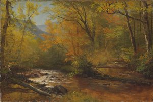 Bäck i skogen av Albert Bierstadt