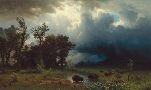 Buffalo Trail: The Impening Storm, 1869. av Albert Bierstadt