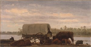 Nooning on the Platte, ca 1859 (olja på papper monterad på duk) av Albert Bierstadt