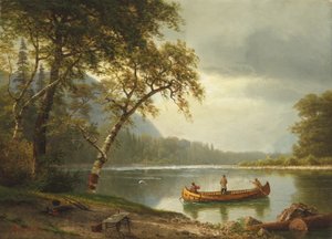 Laxfiske på Caspapediac River av Albert Bierstadt