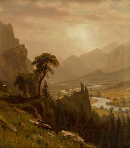 Solnedgång på berget av Albert Bierstadt