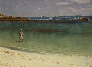 West Indies Coast Scene, ca 1880-93 (olja på papper monterad på fiberboard) av Albert Bierstadt