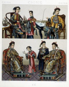 Kinesisk aristokrati - i "" Le costume historique"" av Racinet av Albert Charles August Racinet