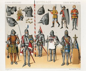 Illustration från Auguste Racinets historiska kostymer, volym IV av Albert Charles August Racinet