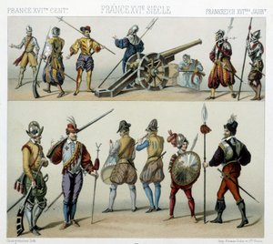 Krigare på 1500-talet - i "" Den historiska kostymen"" av Racinet av Albert Charles August Racinet
