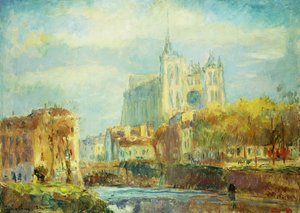 Amiens katedral i höstsol; Amiens katedral: Autumn Sun Effect, 1910