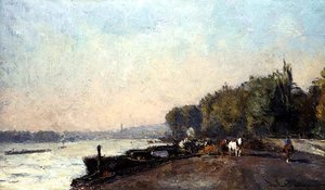 Suresnes in Autumn (olja på duk) av Albert Charles Lebourg