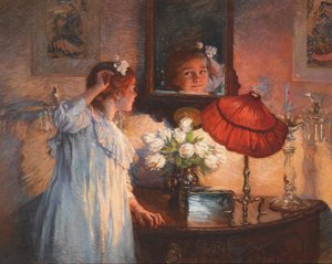 Spegeln - Albert Chevallier Tayler (1862-1925). Olja på duk
