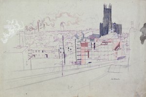 Industrial City (Leeds) (penna  bläck och akvarell på papper)