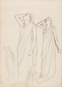 Aino Ackté som Alcestis, tre skisser av Albert Edelfelt