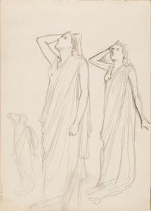 Aino Ackté som Alcestis, tre skisser av Albert Edelfelt