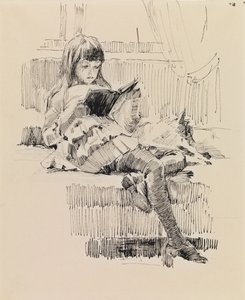 Berta Edelfelt, Studie till målningen ”Kära vänner” (Berta och Capi) av Albert Edelfelt