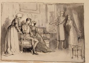 ”Kaptenens återkomst”, kompositionsstudie. Illustrationer till ”Julqvällen” av J. L. Runeberg av Albert Edelfelt
