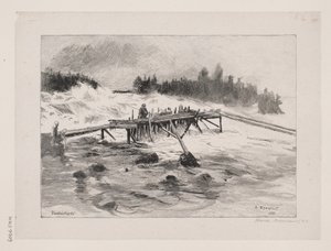 Ett vattenfall. Vallinko skidor av Albert Gustaf Aristides Edelfelt