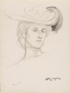 Kvinna med hatt (Mme Flore Deschamps) av Albert Edelfelt