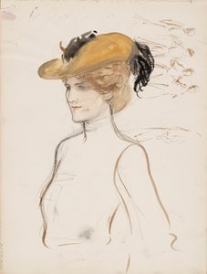 Kvinna med hatt på huvudet av Albert Edelfelt