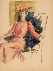 Sittande kvinna i hatt av Albert Edelfelt