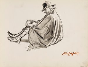 Sittande man i slängkappa av Albert Edelfelt