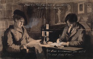 Julien Alden Weir och Albert Edelfelt i sin ateljé på Rue du Pont de Lodi 5, Paris av Albert Edelfelt