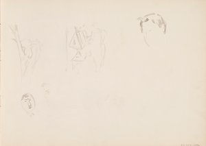 Utkast till växter, trädstam av Albert Edelfelt