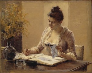Dam som skriver ett brev av Albert Edelfelt