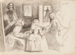 Las Meninas, skiss efter Diego Velázquez av Albert Edelfelt