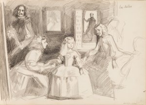 Las Meninas, skiss efter Diego Velázquez av Albert Edelfelt