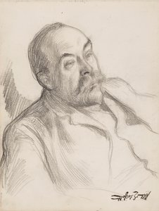 Skiss av manligt porträtt av Albert Edelfelt