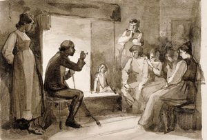 Pistols berättelser, kompositionsstudie II. Illustrationer till Julqvällen (julafton) av J. L. Runeberg av Albert Edelfelt