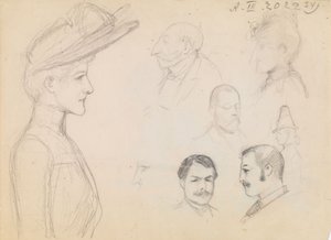 Porträttstudie (verso begonior) av Albert Edelfelt