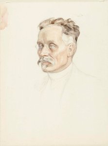 Porträttskiss av professor J. W. Runeberg, ansikte av Albert Edelfelt