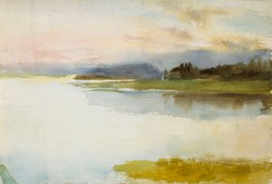 Havskust på kvällen; Landskap, kväll av Albert Edelfelt