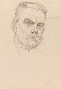 Självporträtt med cigarr av Albert Edelfelt