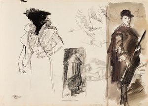 Skisser, Menippus och Kardinal-Infante Ferdinand av Österrike i jaktdräkt efter Diego Velázquez samt en skiss till Porträtt av operasångerskan Aino Ackté
