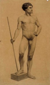 Stående naken man, akademistudie av Albert Edelfelt