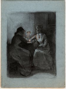 Två kvinnor vid ett bord av Albert Edelfelt