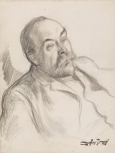 Skiss av manligt porträtt av Albert Edelfelt