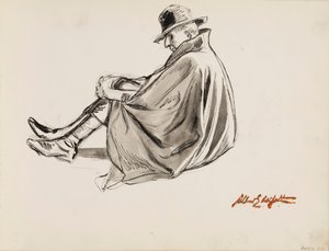 Sittande man i slängkappa av Albert Edelfelt