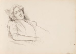 Sittande kvinna, halvkroppsfilm av Albert Edelfelt