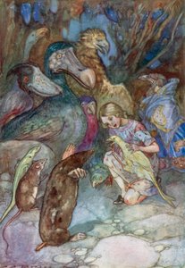 Illustration för Alice i Underlandet (färg litho) av Albert Edward Jackson