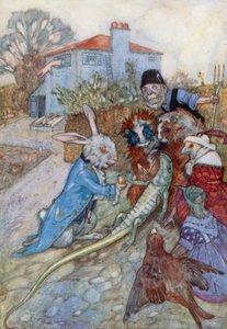 Illustration för Alice i Underlandet (färg litho) av Albert Edward Jackson