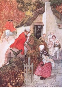 När hon såg Sir John sänkte hon sig mycket lågt, från The Water Babies pub. av Humphrey Milford Oxford University Press, ca 1930 (färg litho)