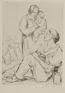 Middag (etsning och torrnål) av Albert Edward Sterner