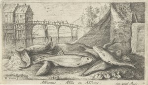 Alvers på en flodstrand alburnus. Ables eller Ablettes. (titel på objekt) Fiskar och andra havsdjur - sötvattens andra serie (serietitel) Seconde partie de Poissons d