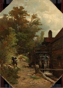 Jacob van Ruisdael skissar på en vattenkvarn av Albert Gerard Bilders