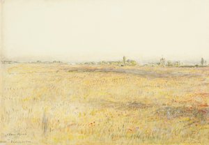Majsfält, Hooe. Bexhill on Sea (akvarell med tusch) av Albert Goodwin
