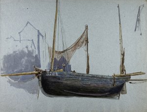 Fiskebåt 57BX (akvarell och kroppsfärg på tonat papper) av Albert Goodwin