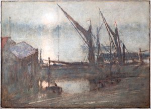 Dimma på floden, Cheyney Walk, Chelsea av Albert Goodwin