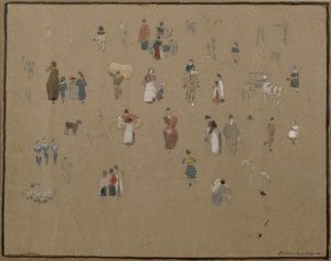 Going to Market (akvarell och blyerts med bodycolour på tonat papper) av Albert Goodwin