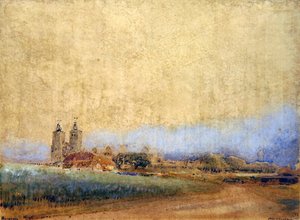 Reculver, Kent (penna, bläck och akvarell på papper) av Albert Goodwin